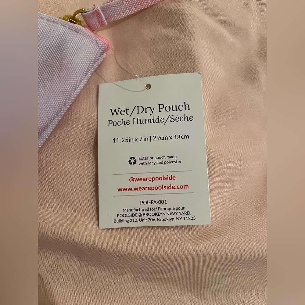 New *POOLSIDE NEW YORK* Wet/Dry Water Resistant Zip Pouch 11.5  x 7in 3 Pocket